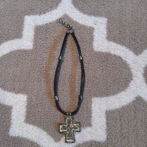 Cross Necklace, silver and black